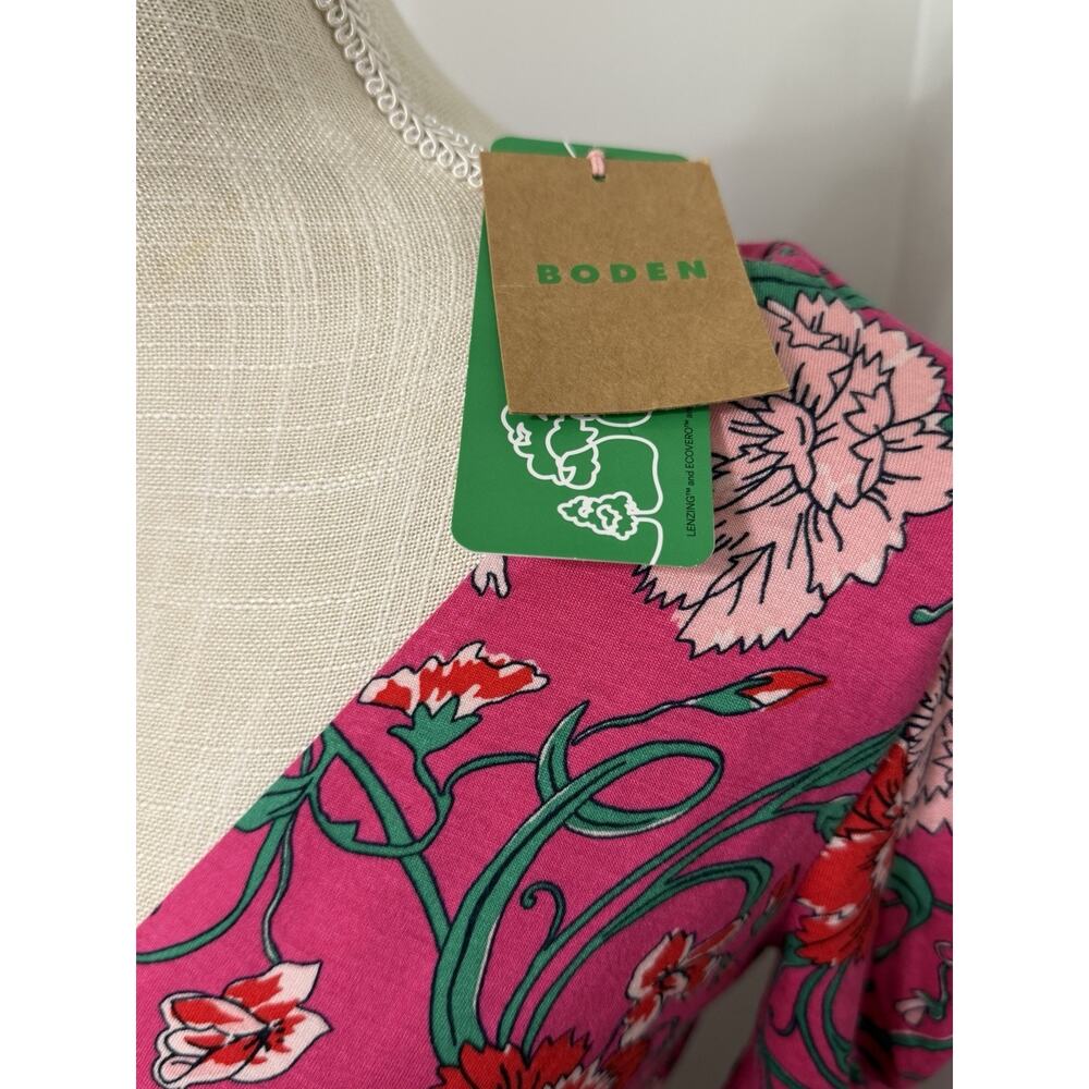 NEW Boden Kristen Pleated long Pink Floral Print Jersey Dress Size UK 4 R US 0 R - Picture 2 of 3